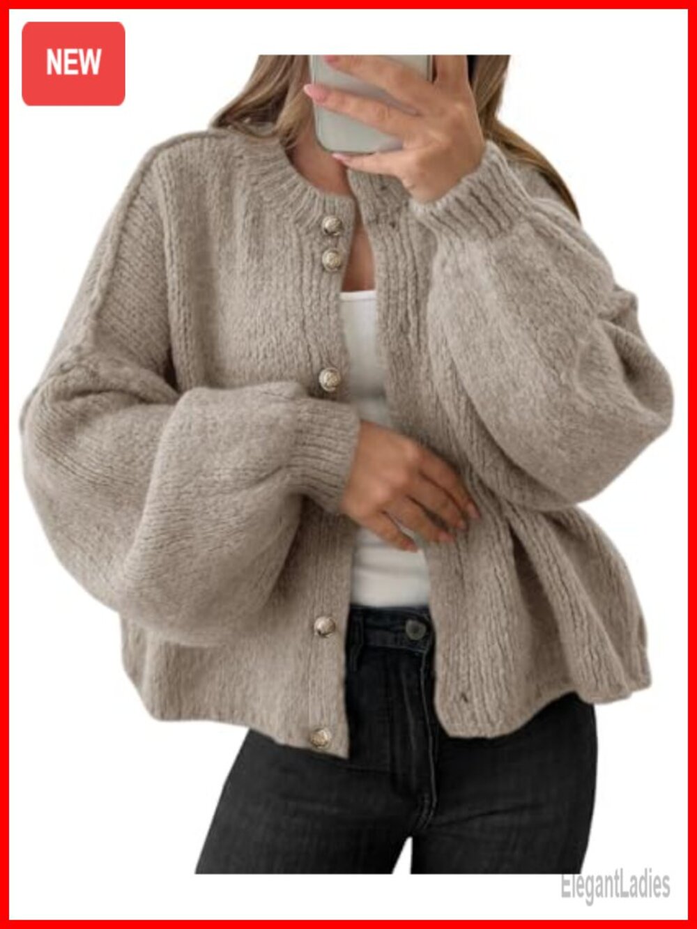 Oversized Chunky Knit Cardigan Sweater Coat Long Sleeve Button Up